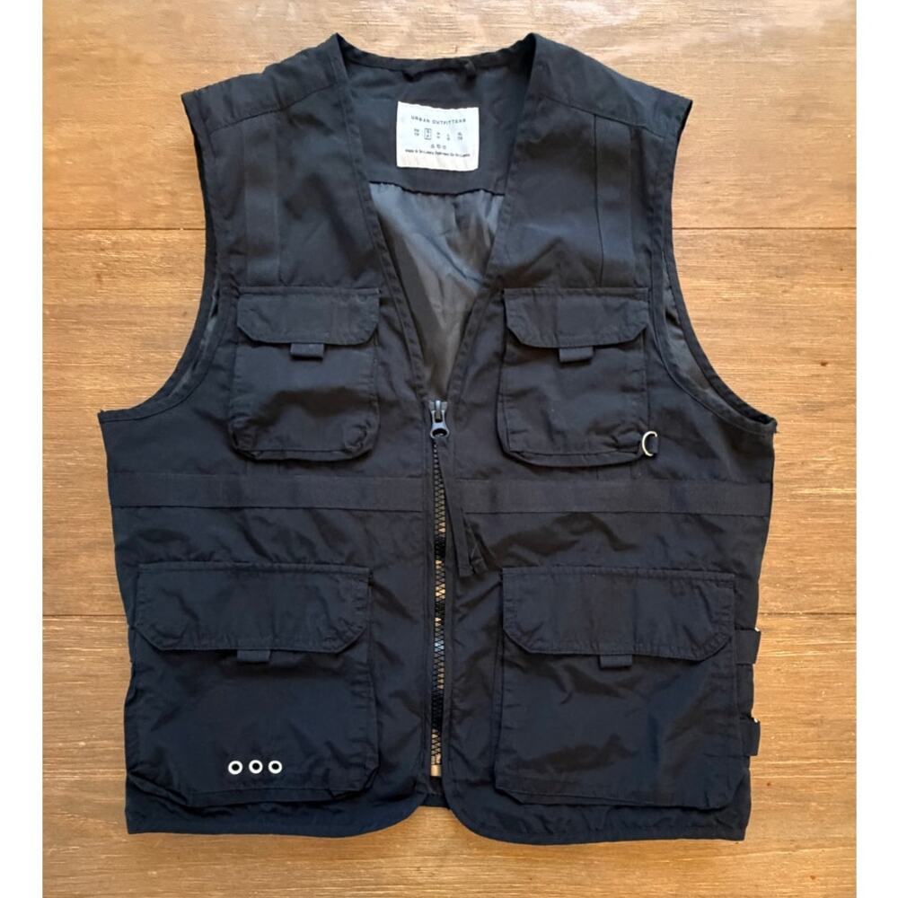 Urban Outfitters Utility Cargo Vest Black Zip Front Women's S/P